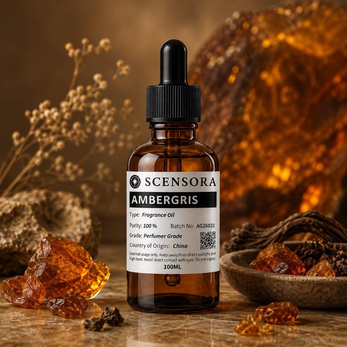 Scensora Ambergris fragrance oil, perfumer-grade, 100ml to 5kg