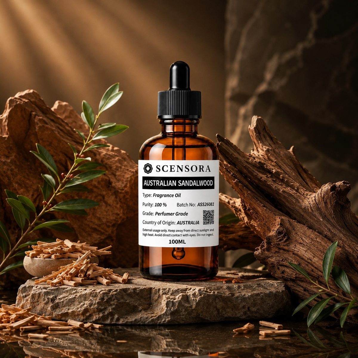 Scensora Australian Sandalwood fragrance oil, perfumer-grade, 100ml to 5kg