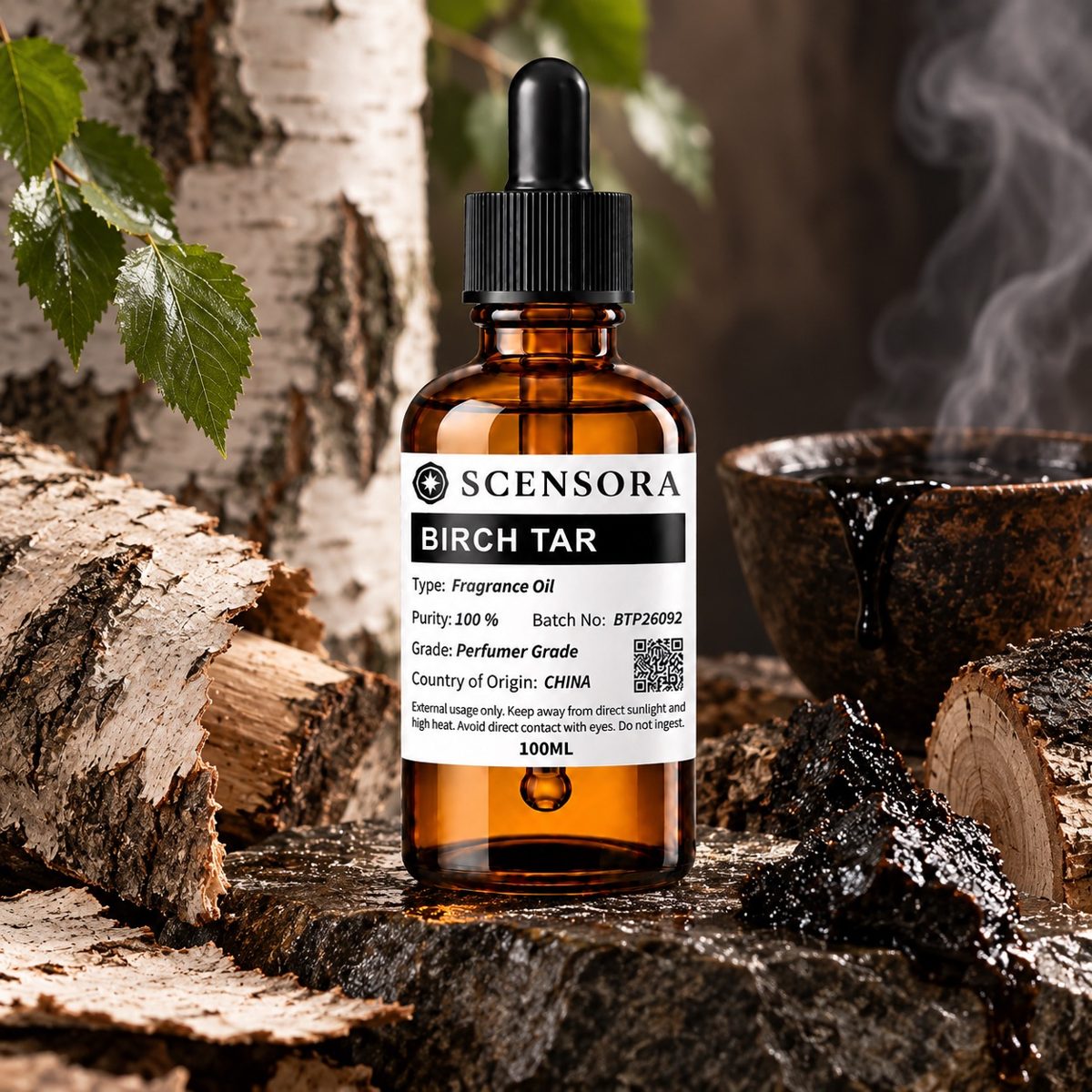 Scensora Birch Tar fragrance oil, perfumer-grade, 100ml to 5kg