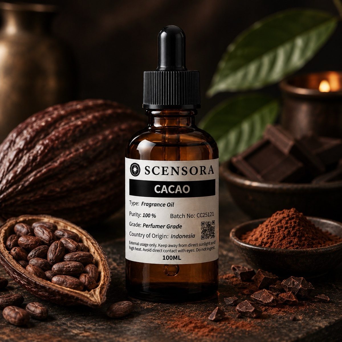 Scensora Cacao fragrance oil, perfumer-grade, 100ml to 5kg