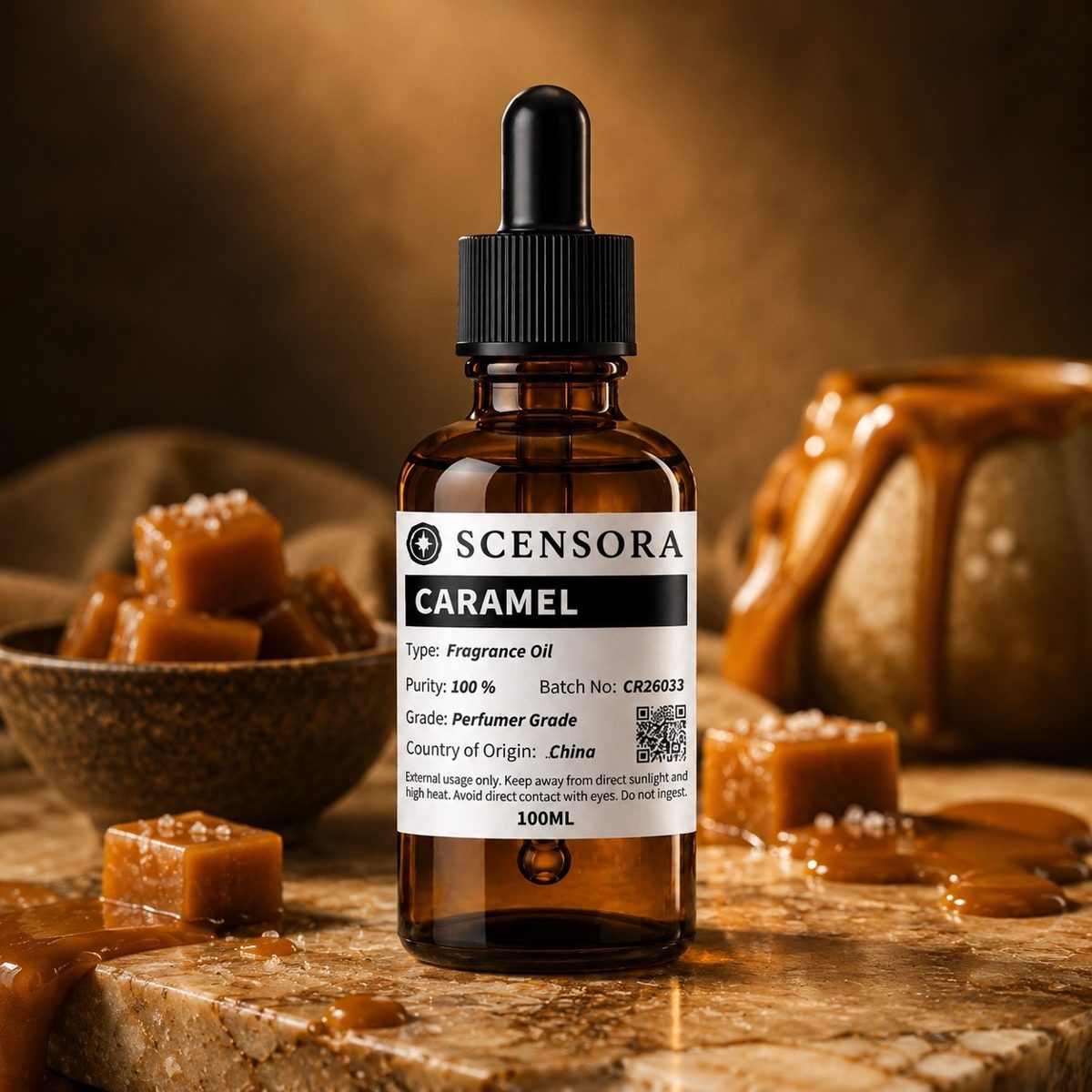 Scensora Caramel fragrance oil, perfumer-grade, 100ml to 5kg