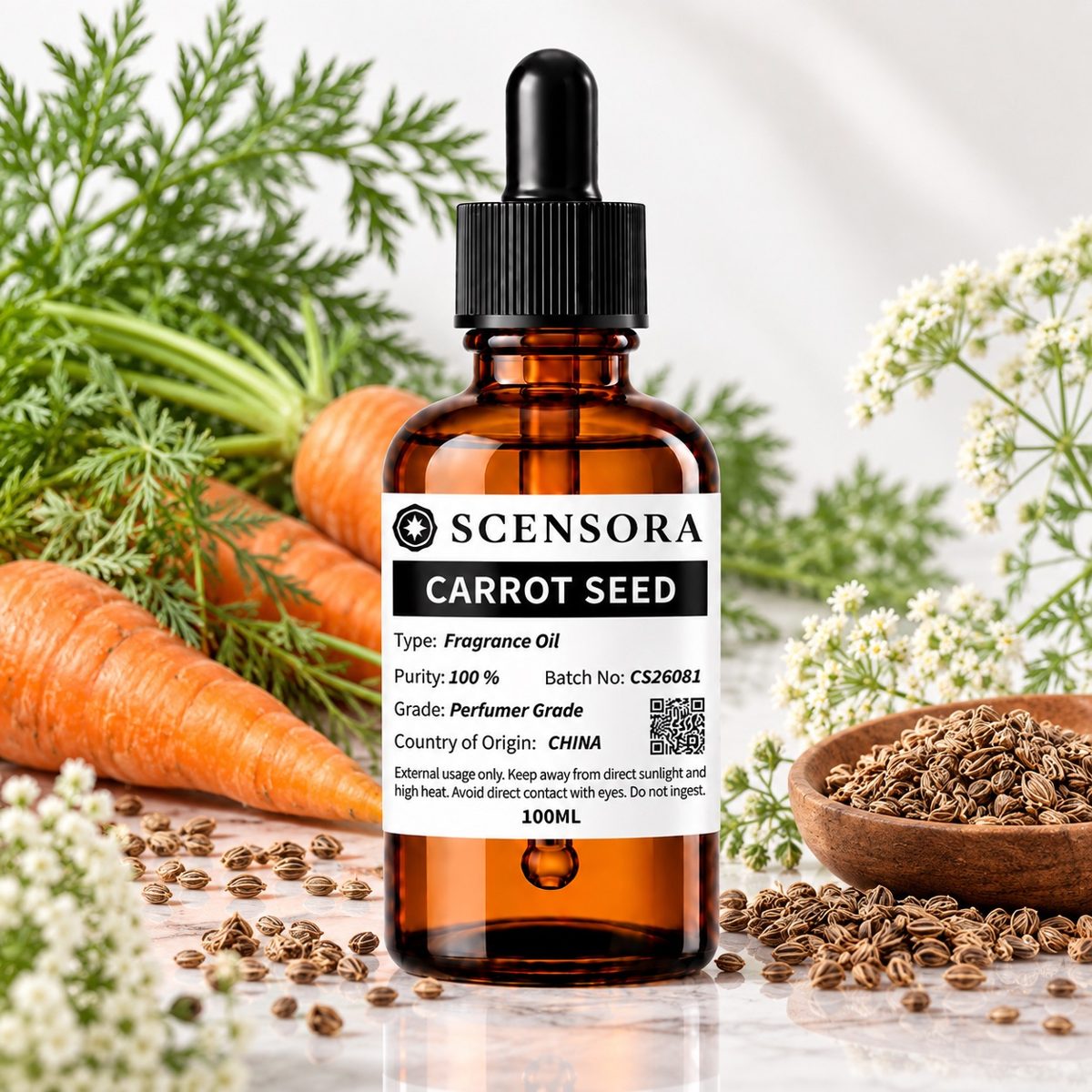 Scensora Carrot Seed fragrance oil, perfumer-grade, 100ml to 5kg