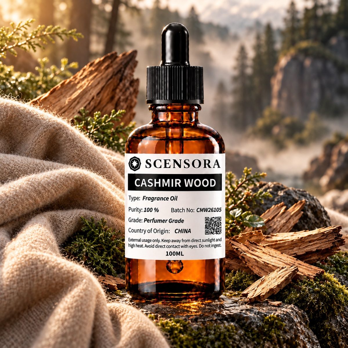 Scensora Cashmere Wood fragrance oil, perfumer-grade, 100ml to 5kg