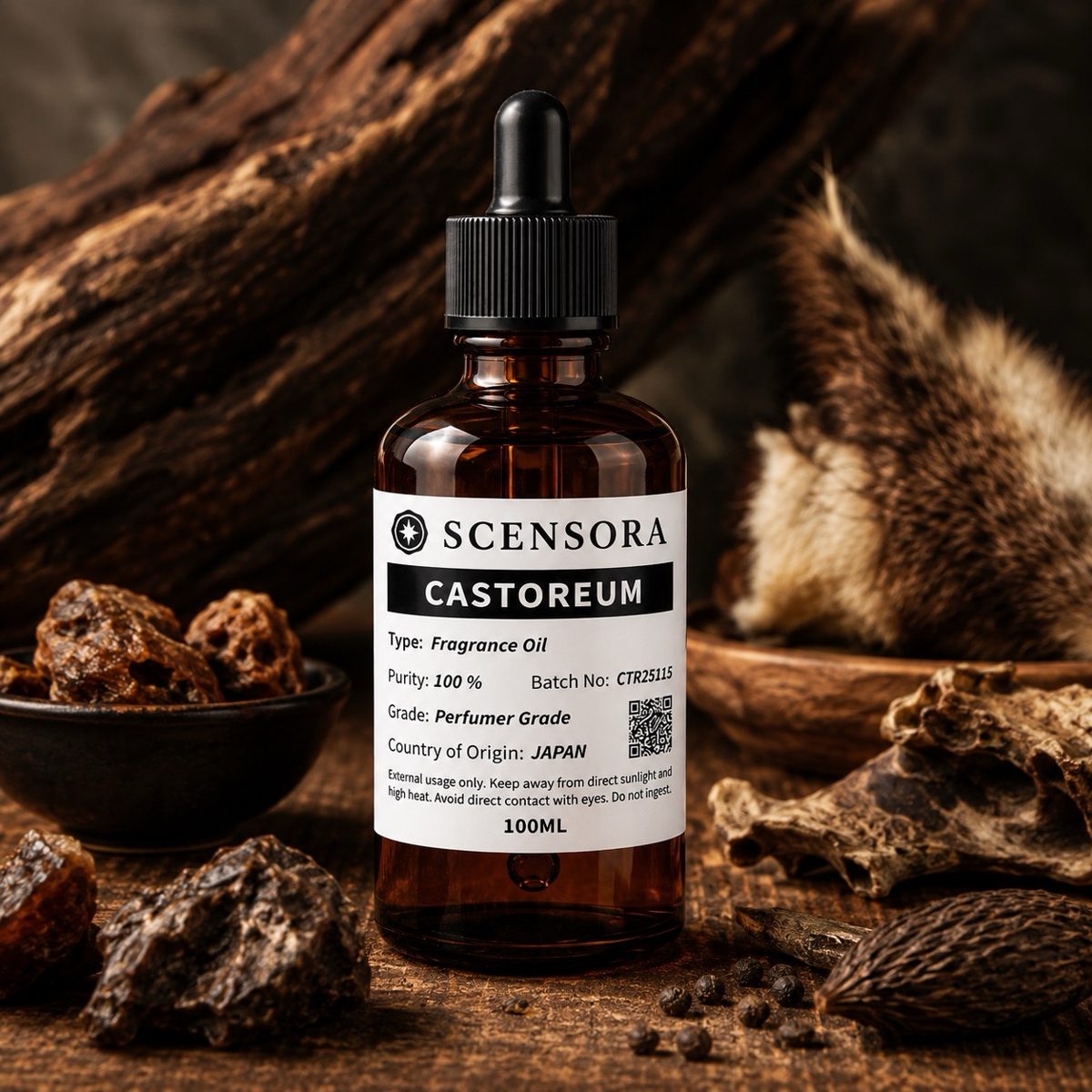 Scensora Castoreum fragrance oil, perfumer-grade, 100ml to 5kg