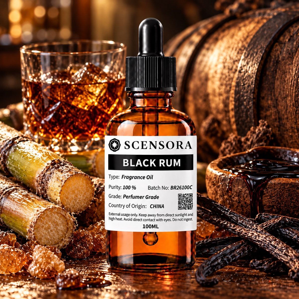 Scensora Dark Rum fragrance oil, perfumer-grade, 100ml to 5kg
