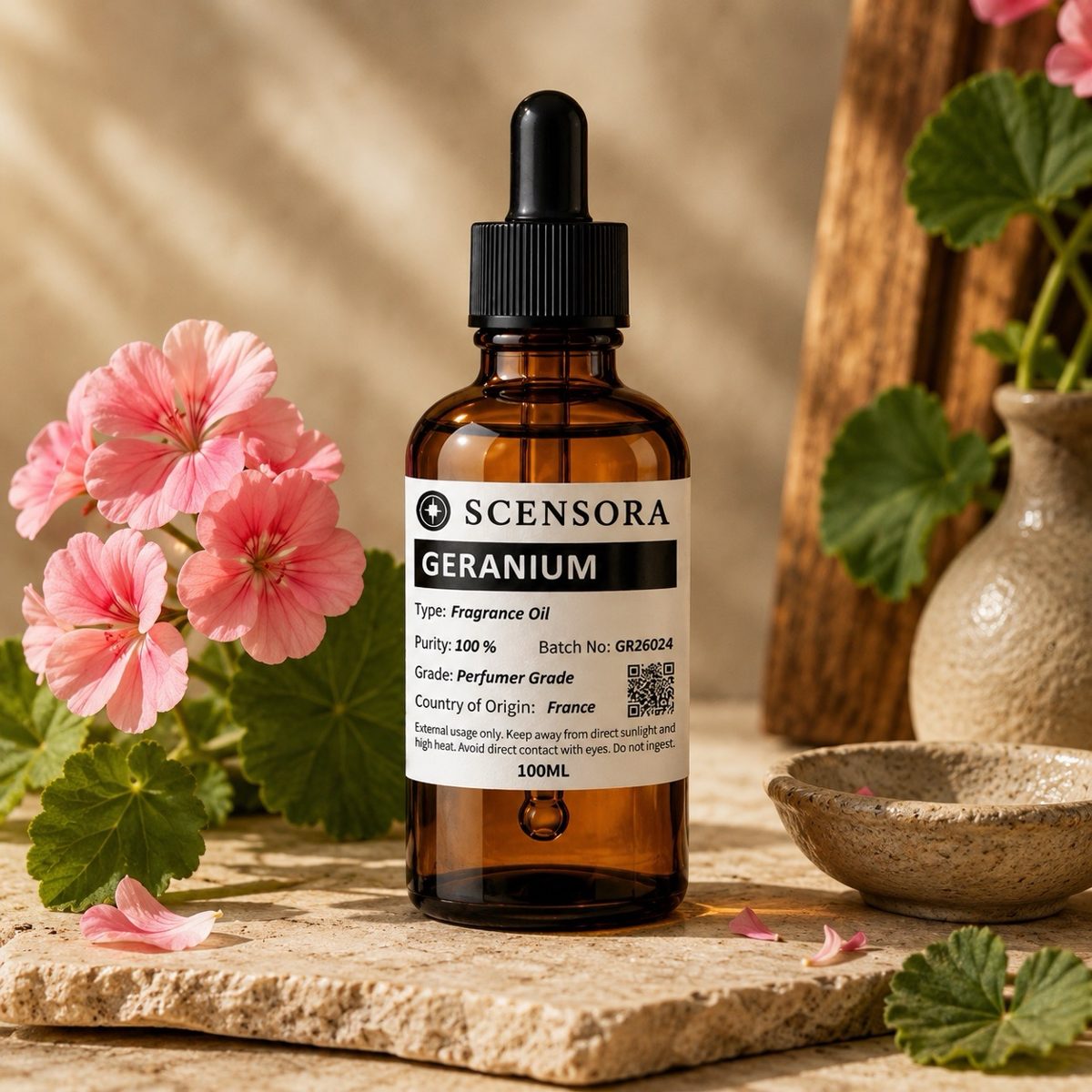 Scensora Geranium fragrance oil, perfumer-grade, 100ml to 5kg