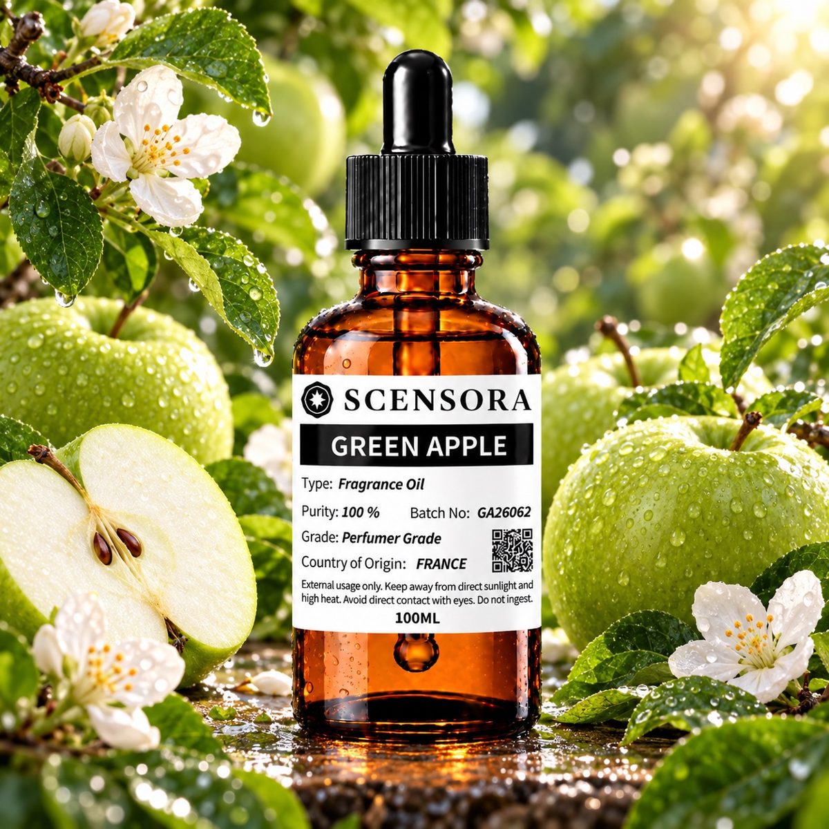 Scensora Green Apple fragrance oil, perfumer-grade, 100ml to 5kg