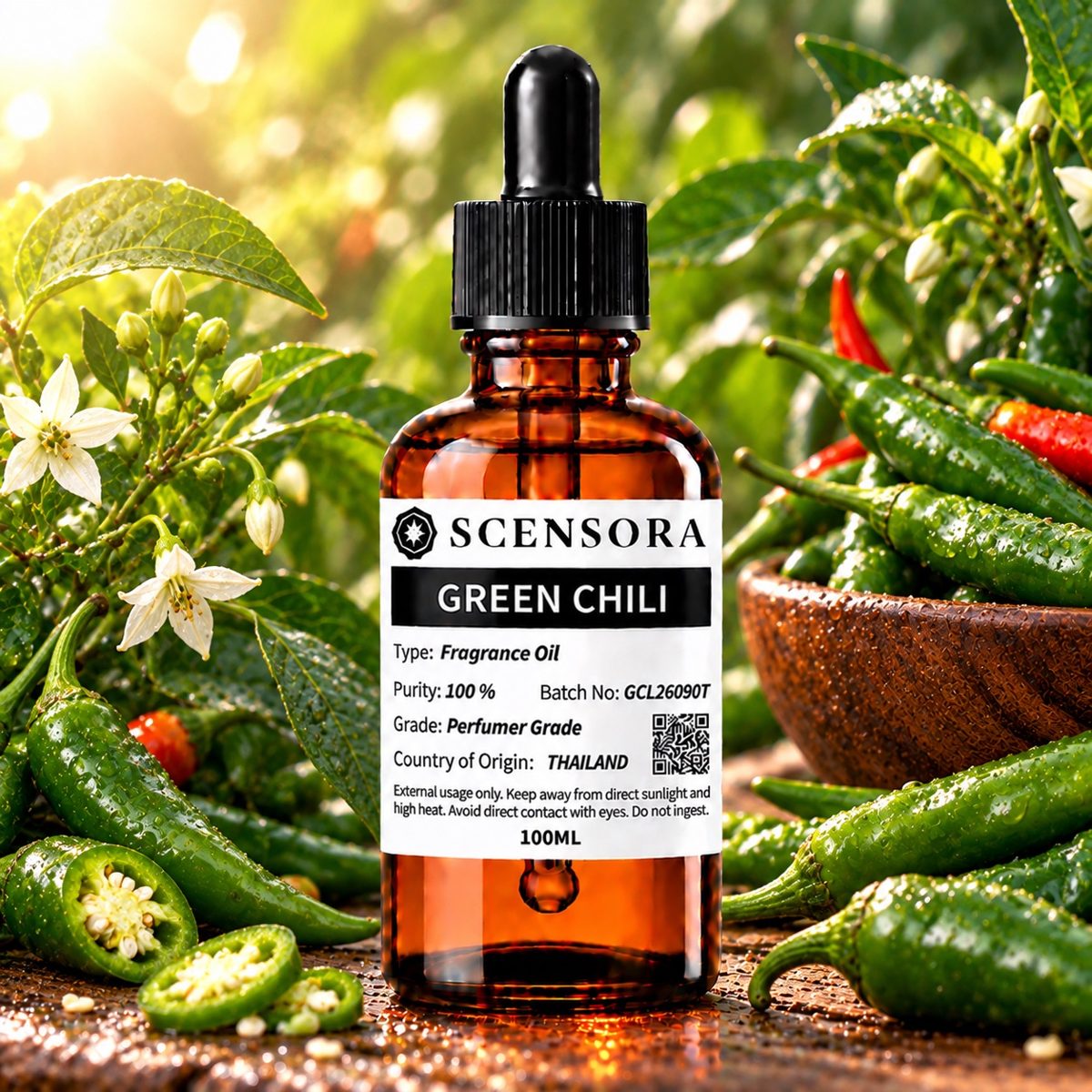 Scensora Green Chili fragrance oil, perfumer-grade, 100ml to 5kg