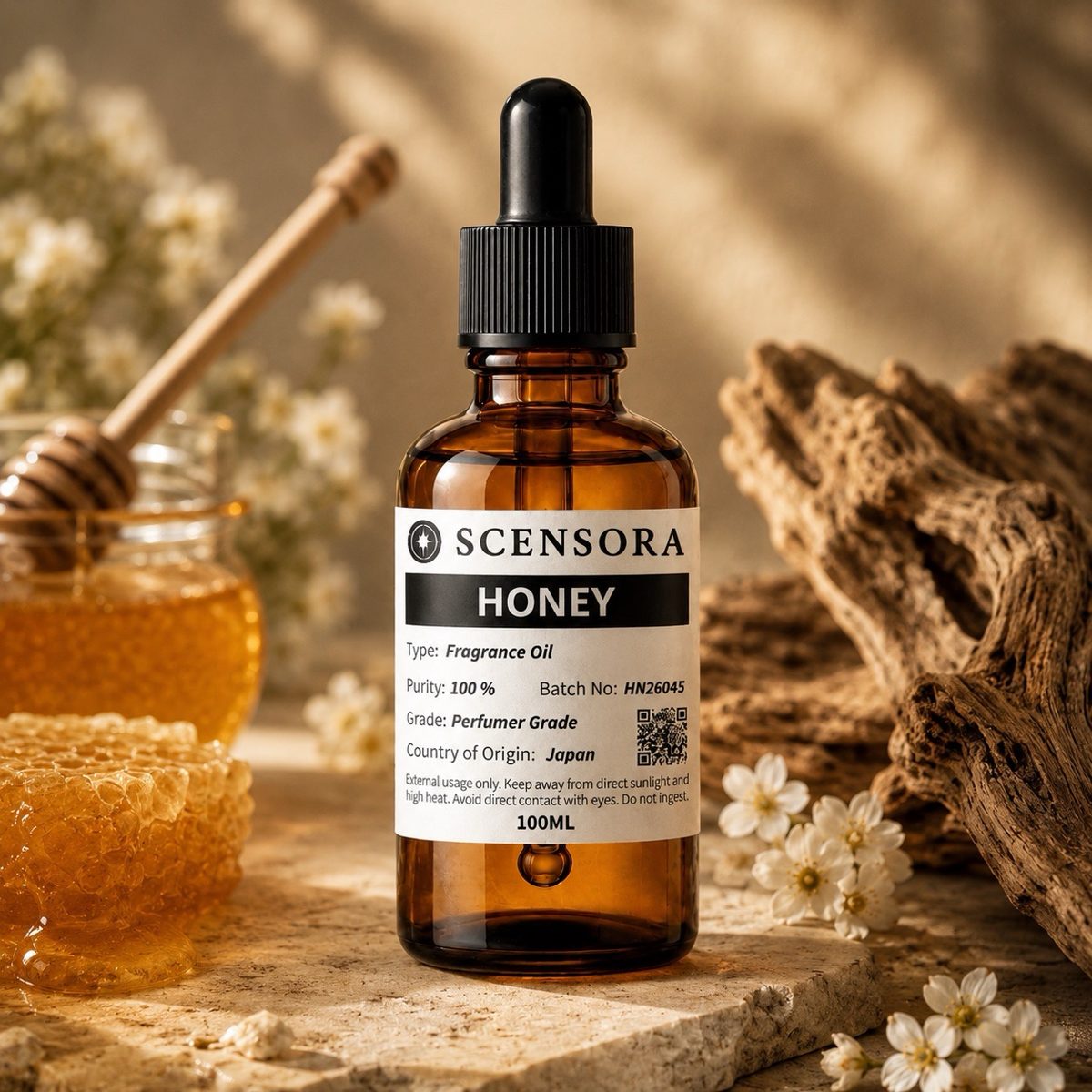 Scensora Honey fragrance oil, perfumer-grade, 100ml to 5kg