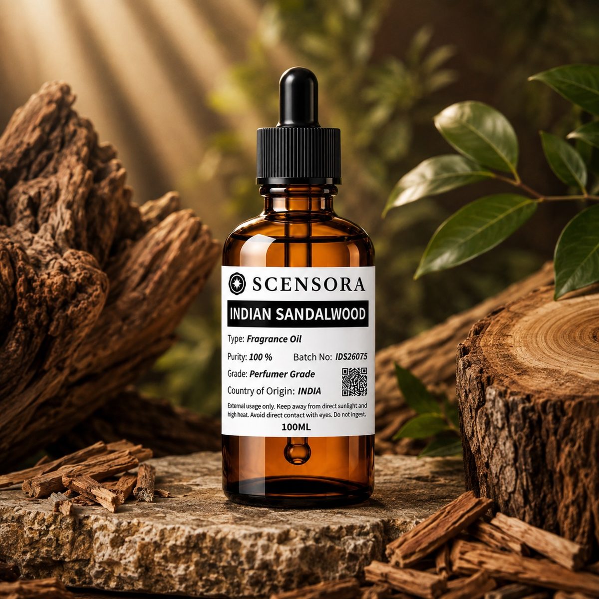 Scensora Indian Sandalwood fragrance oil, perfumer-grade, 100ml to 5kg