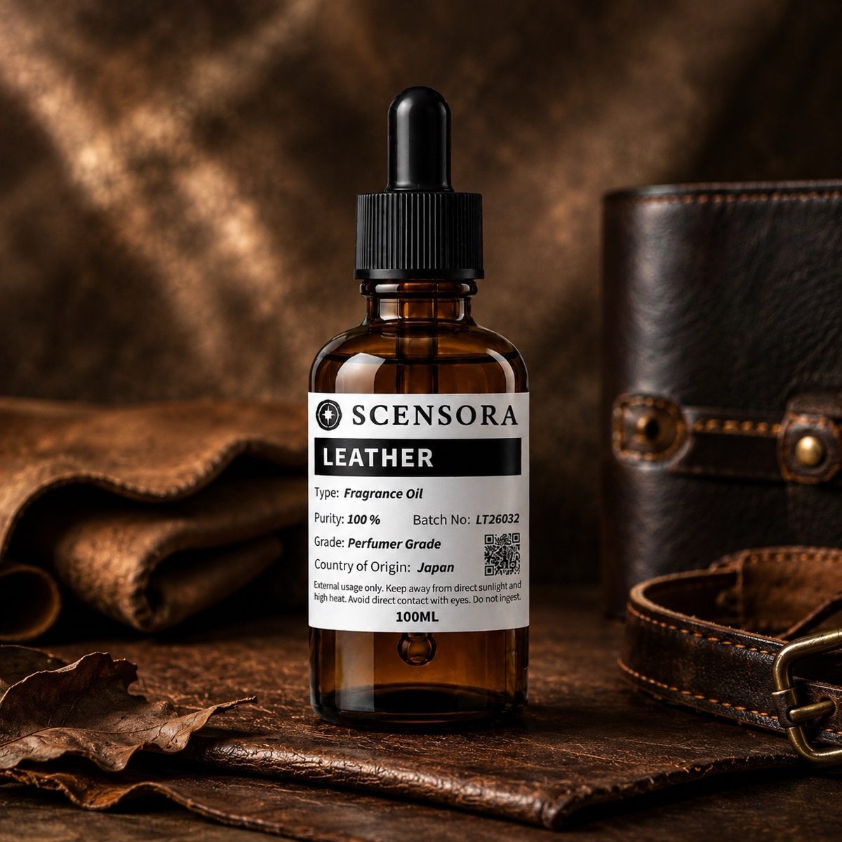 Scensora Leather fragrance oil, perfumer-grade, 100ml to 5kg