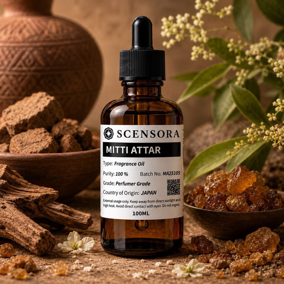 Scensora Mitti Attar fragrance oil, perfumer-grade, 100ml to 5kg