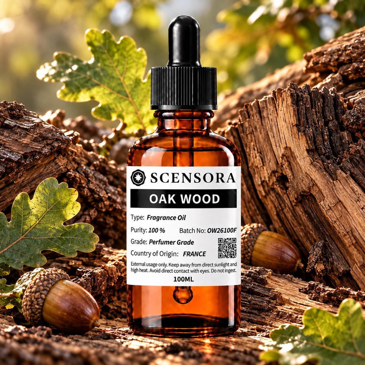 Scensora Oak Wood fragrance oil, perfumer-grade, 100ml to 5kg