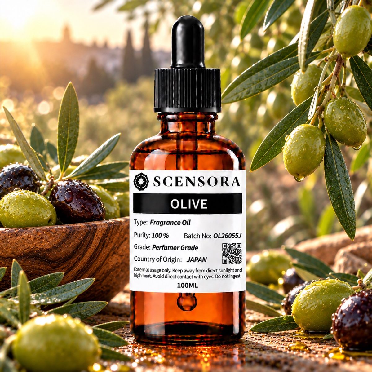 Scensora Olive fragrance oil, perfumer-grade, 100ml to 5kg