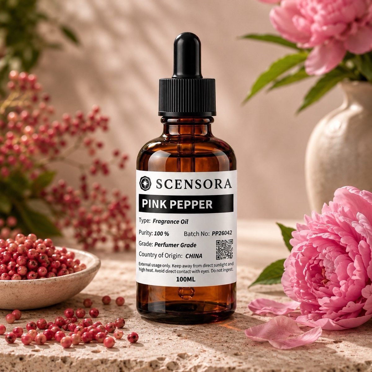 Scensora Pink Pepper fragrance oil, perfumer-grade, 100ml to 5kg