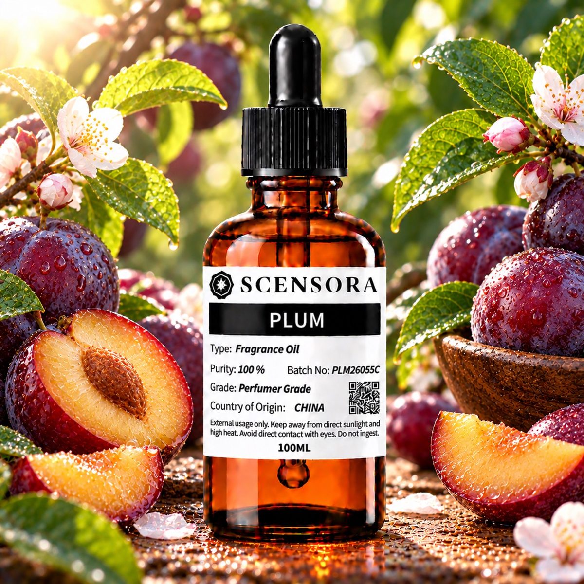 Scensora Plum fragrance oil, perfumer-grade, 100ml to 5kg
