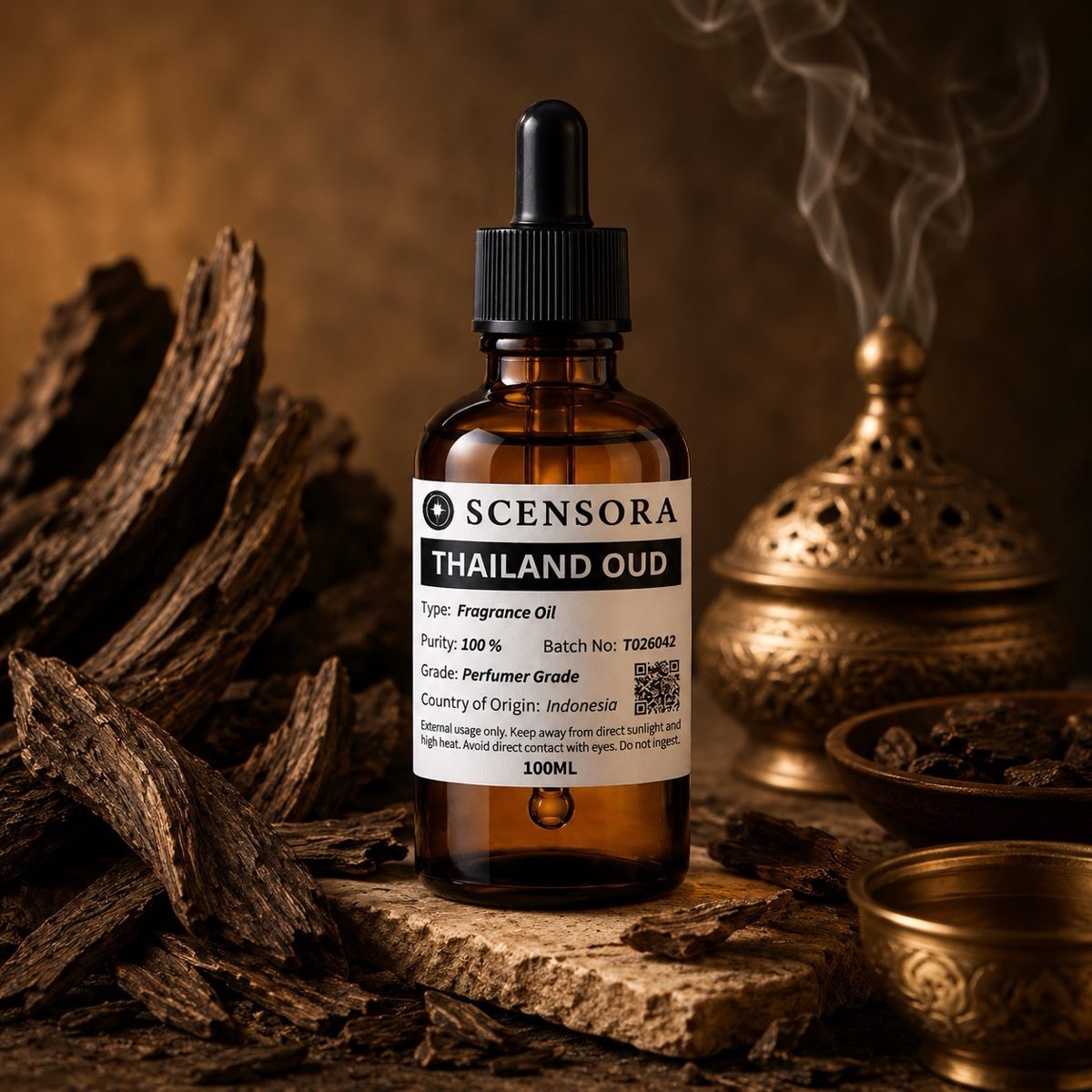 Scensora Thailand Oud fragrance oil, perfumer-grade, 100ml to 5kg
