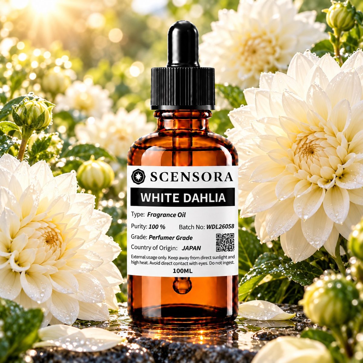 Scensora White Dahlia fragrance oil, perfumer-grade, 100ml to 5kg